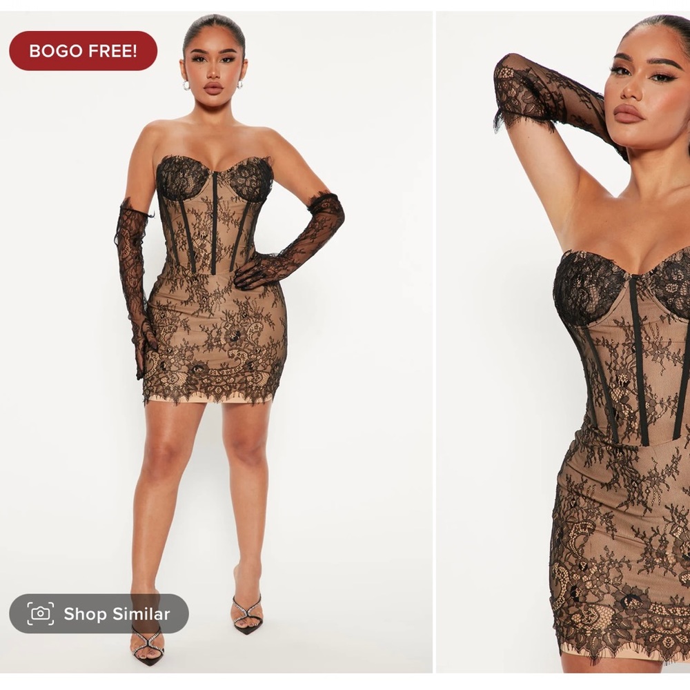 Lace dress set with gloves